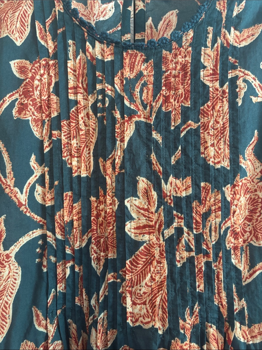 Biba Dark Green Maxi Dress with Rust Floral Print - Picture 4 of 8